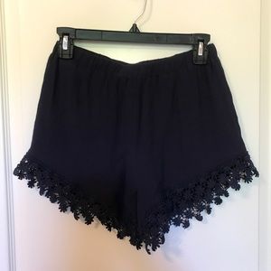 Navy Fabric Shorts